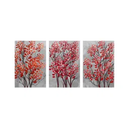 999Store Grey & Red 3 Piece Canvas Floral and Botanical Wall Art Paintings-image-63