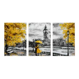 999Store Grey & Yellow 3 Pieces Canvas Painting Wall Arts-picture-41