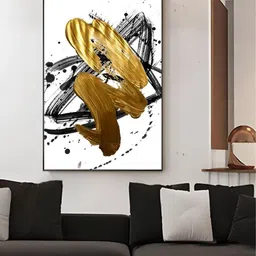 THE HANDMADE FLAIR White & Brown Abstract Printed Framed Wall Art-image-98