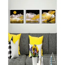 SAF 3-Pcs Black & White Mountain Painting Wall Art-picture-15