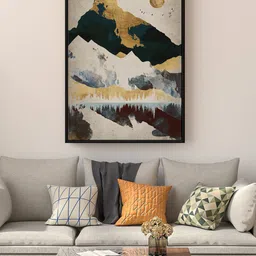 999Store Floating White & Brown Mountain With Flying Birds Painting Wall Art-picture-18