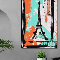 SAF Blue & White Eifel Tower Canvas Waterproof Painting Wall Art-picture-27