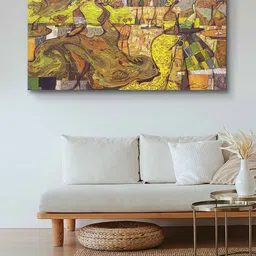 999Store Brown & Yellow Abstract Framed Canvas Painting Wall  Art-picture-21