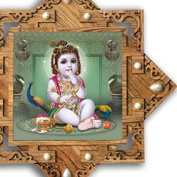 PnF Brown & Green Wooden Religious Wall Painting-picture-1