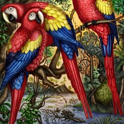 British Terminal Green & Red Birds and Animals Wall Poster-picture-19