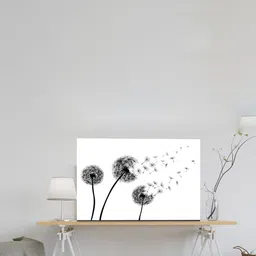 SPACE OF JOY White & Black Dandelion Seeds Canvas Painting Wall Art-picture-18