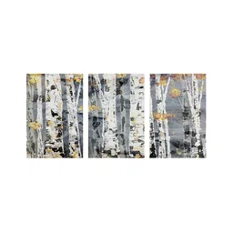 999Store Grey & White 3 Pieces Canvas Floral and Botanical Wall Paintings-image-87