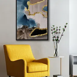 999Store Modern Grey & Blue Abstract Canvas Painting Framed Wall Art-picture-36