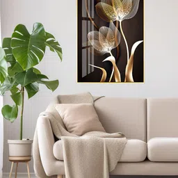 THE HANDMADE FLAIR Brown & Beige Floral Painting Framed Wall Art-image-78