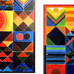 Adventures India Red & Blue 2 Piece Wood Paintings Wall Art-picture-29
