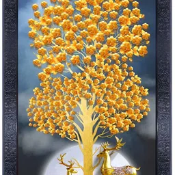 PnF Black & Gold-Toned Wooden Floral And Botanical Wall Painting-picture-43