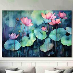 SAF Pink & Green Floral Printed Canvas Wall Art-picture-13