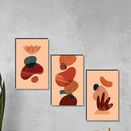 SAF Orange & Brown 3 Pieces Printed Framed Wall Art-picture-19