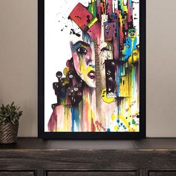 Gallery99 Black & White The Face Texture Paper Framed Wall Art-picture-15