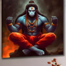SAF Blue & Red Wooden Lord Hanuman Wall Art-image-81