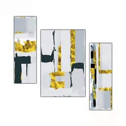 PnF Grey & Black 3 Pieces Wooden Abstract Painting Wall Art-picture-28