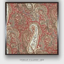 INDIAN CLASSIC ART Red & Brown Madhubani Kalamkari Printed Framed Wall Art-picture-39