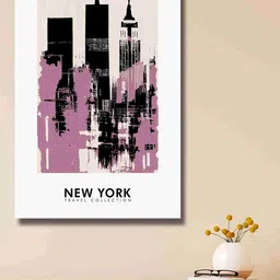 SAF Purple & Black New York Canvas Waterproof Wall Art-image-81