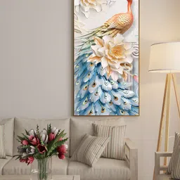 Art Street Blue & Brown Peacock Painting Wall Art-picture-14