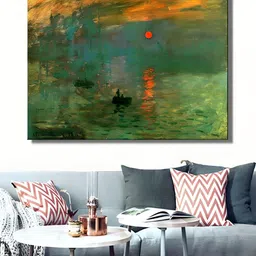 THE HANDMADE FLAIR Crystal Porcelain Green & Orange-Color Sunrise Framed Wall Art-image-6