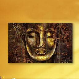 SAF Red & Pink 5 Pieces Buddha Printed Wooden UV Textured  Wall Arts-picture-34