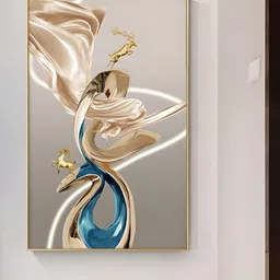 THE HANDMADE FLAIR Brown & Beige Flowing Ribbon Painting Wall Art-image-40
