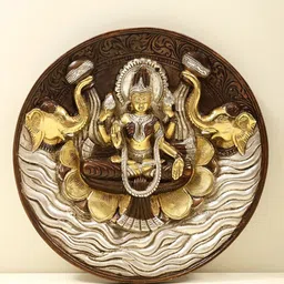 Exotic India Gold-Toned Small Goddess Lakshmi Wall Hanging Plate-image-3