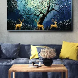 SPACE OF JOY Green& Blue Floral Canvas Painting Wall Art-image-37