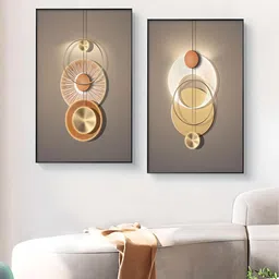 THE HANDMADE FLAIR Grey 2 Pieces Aesthetics Sun Moon Wall Art image 1