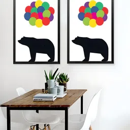 THE HANDMADE FLAIR White & Black 2 Pieces Family of Bears Cute Animal Wall Arts-image-96