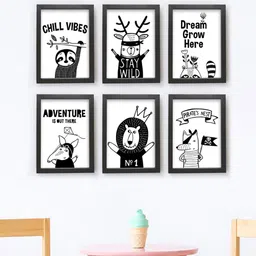 TIED RIBBONS Set of 6 Black & White Quotes Printed Wall Art-picture-33