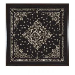 INDIAN CLASSIC ART Black & Beige Bandana Printed Framed Wall Art-picture-25