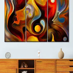 POSTERS AND TRUSS 3 Pieces Yellow & Red Abstract Portrait Painting Wall Art-image-22
