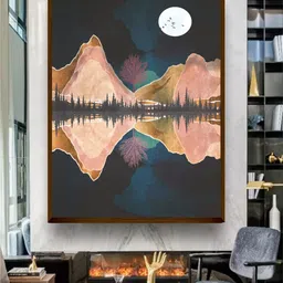 The Art House Teal Blue & Beige Colored Abstract Painting Wall Art-picture-18