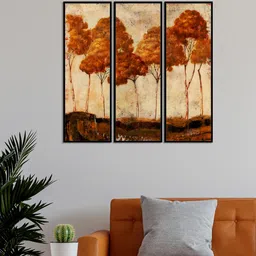 999Store Set Of 3 Brown and Orange tree Painting Wall Art-image-65