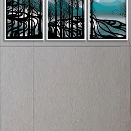 SAF Blue & Black 3-Pieces Nature Art Printed Framed Wall Art-image-83