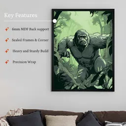 SOWPEACE Green & Grey Abstract Gorilla Canvas Painting Wall Art image 2