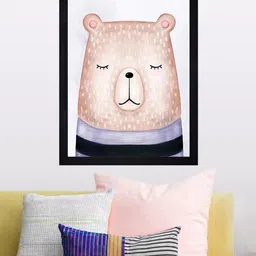 Gallery99 White Bear Closed Eyes Textured Paper Framed Wall Art image 2
