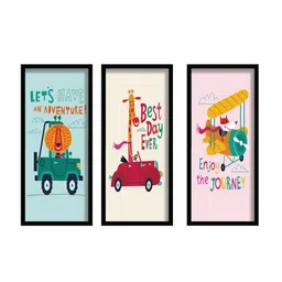 SAF Set Of 3 Black & Blue UV Textured Motivational Painting Wall Art image 3