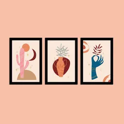 WENS Set Of 3 Multicoloured Infinite Colorful Abstarct Wall Art Paintings image 3