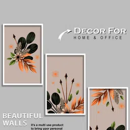 SAF 3-Pcs Grey & Green Modern Boho Painting Framed Wall Art image 2