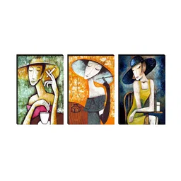 SAF Green & Blue 3 Pieces Abstract Painting Wall Art image 2