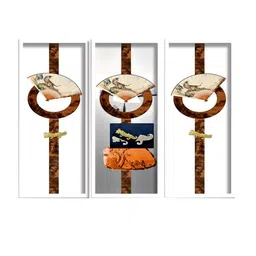 SAF 3-Pcs White & Brown Abstract Art Painting Wall Art image 2