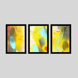 WENS Set Of 3 Multicoloured Abstract Moderate Wall Art Paintings image 4