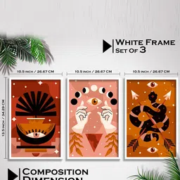 SAF 3-Pcs Brown & Black Modern Boho Painting Framed Wall Art image 2