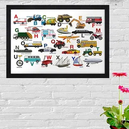 Gallery99 Black & White Vehicle Alphabet Textured Wooden Wall Art image 4