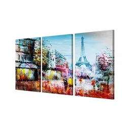 999Store Blue & Yellow 3 Piece Abstract Canvas Wall Arts image 3