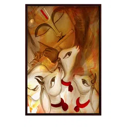 999Store Brown Lord krishna with Cow Wall Painting image 3