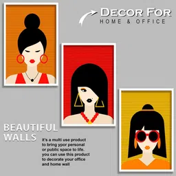 SAF White & Black 3-Pieces Modern Boho Art Printed Framed Wall Art image 2