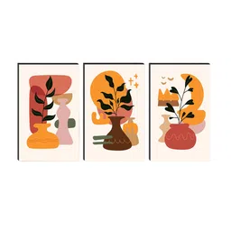 SAF Beige & Orange 3 Pieces Modern Art Wall Painting image 3